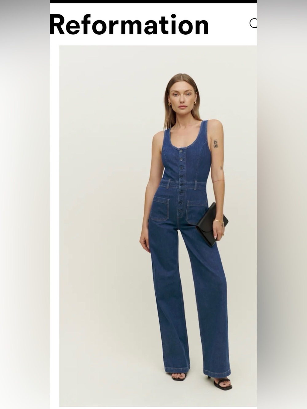 LN Reformation Dita Wide Leg Denim Jumpsuit - Size 2